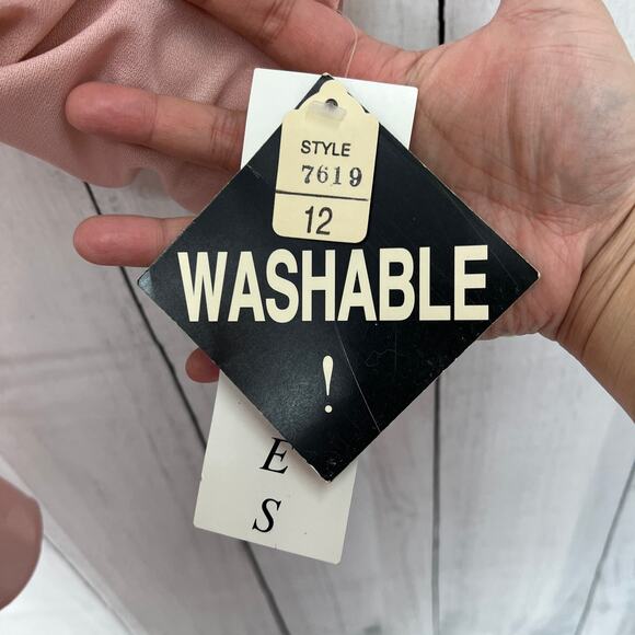 American VINTAGE L.L. Martin US 12 Petite 80s Pink Workwear Overlay Dress - Picture 13 of 14